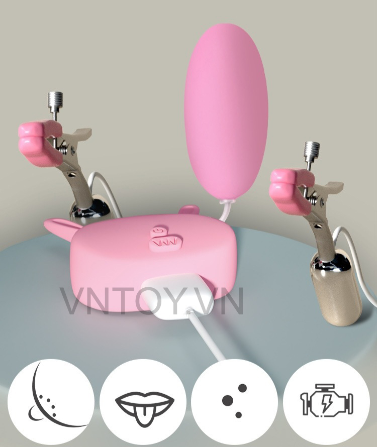 Trứng rung kích thích nhũ hoa kẹp ti sạc pin cao cấp