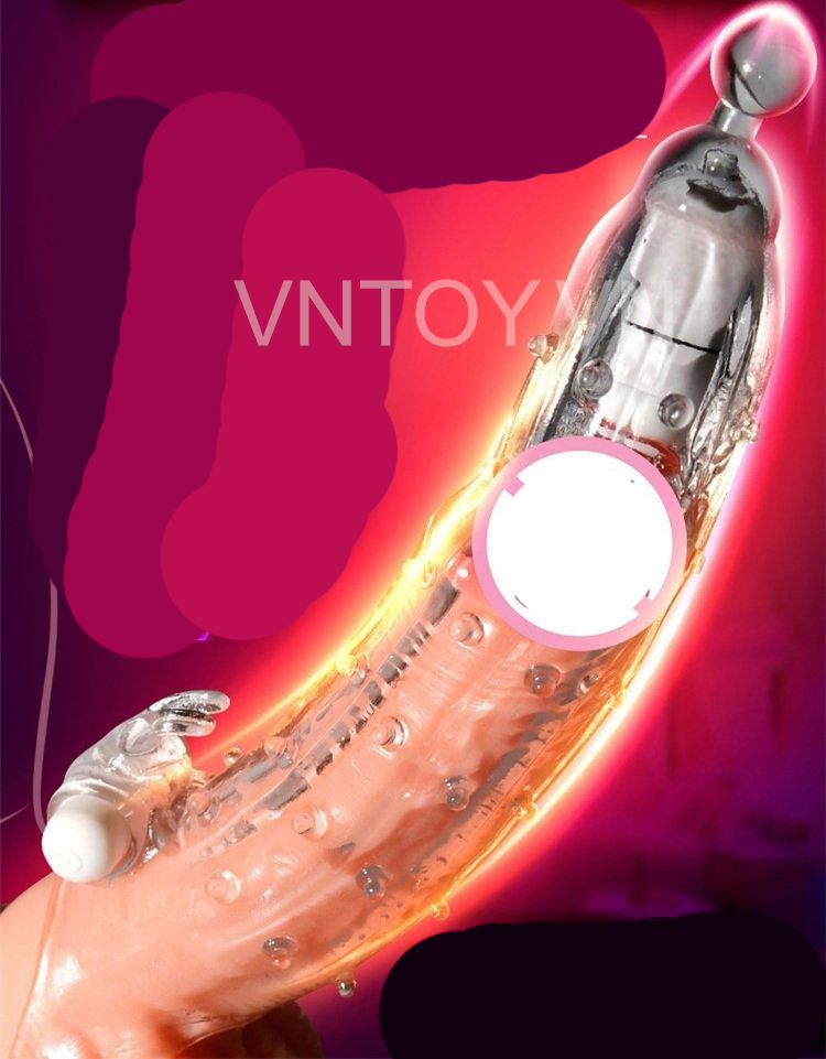 Bao cao su đôn dên Crystal Sex Toy rung phần đầu khấc
