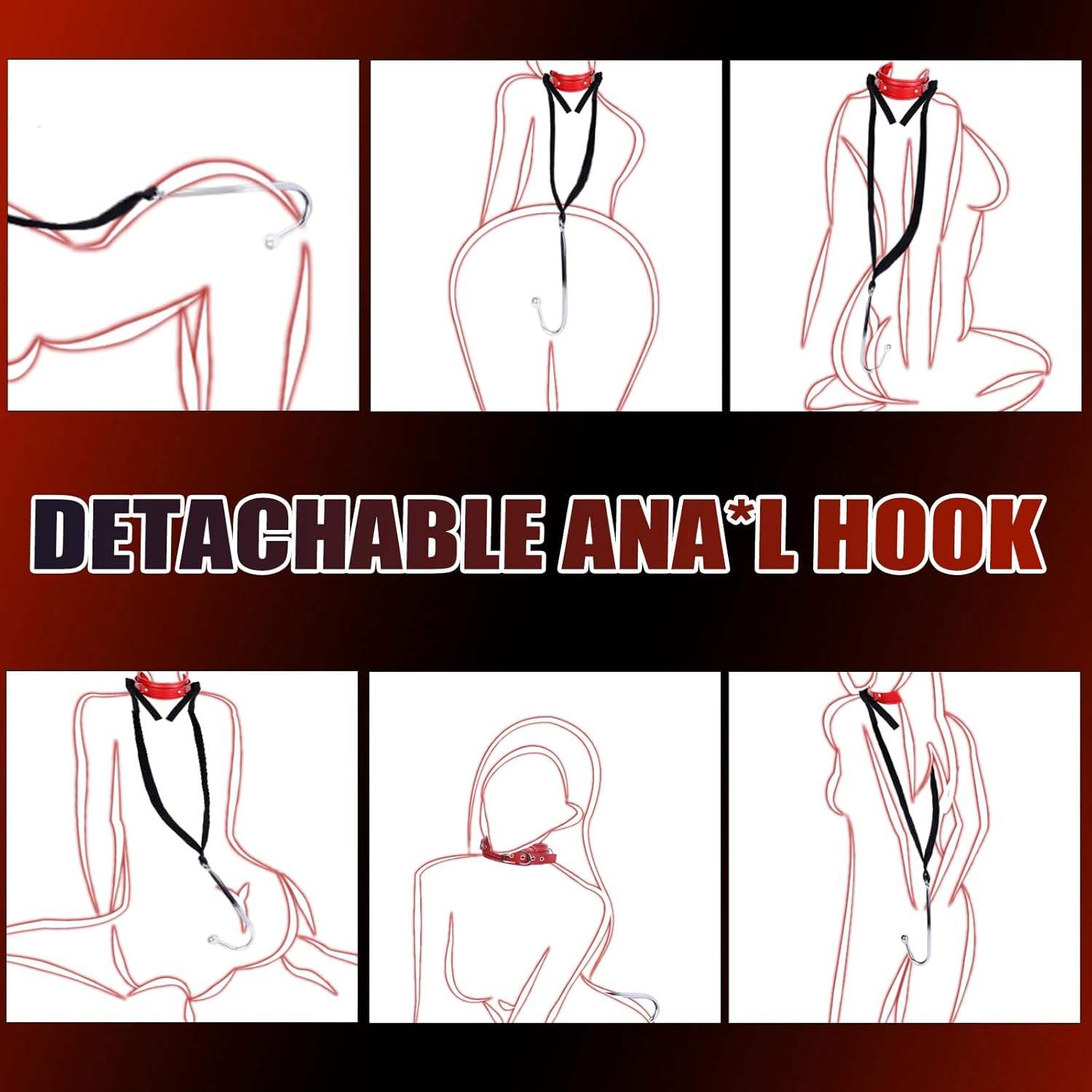 Bộ Đai BDSM Da Đỏ Vòng Cổ Liên Kết Dây Thân Kim Loại