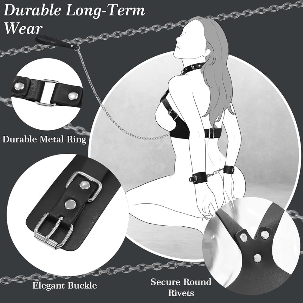 Bộ Đai Da Nữ Body Harness SM Còng Tay Dây Xích Cao Cấp