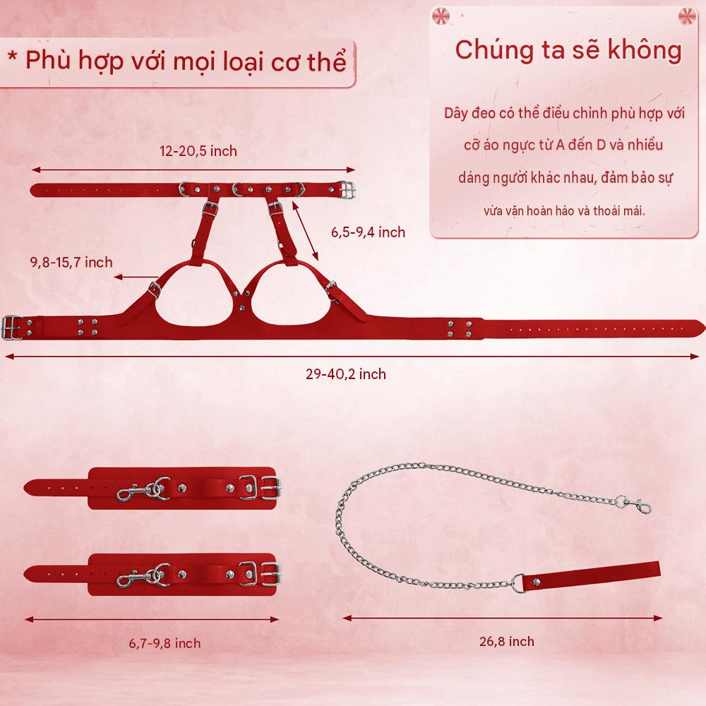 Bộ Đai Da Nữ Body Harness SM Còng Tay Dây Xích Cao Cấp