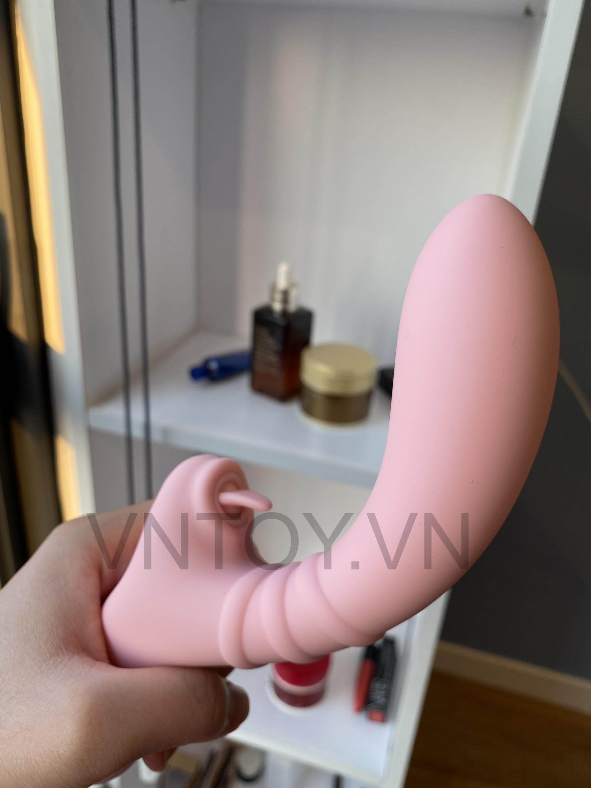 Máy rung tình yêu cong móc âm vật kèm lưỡi liếm điểm G