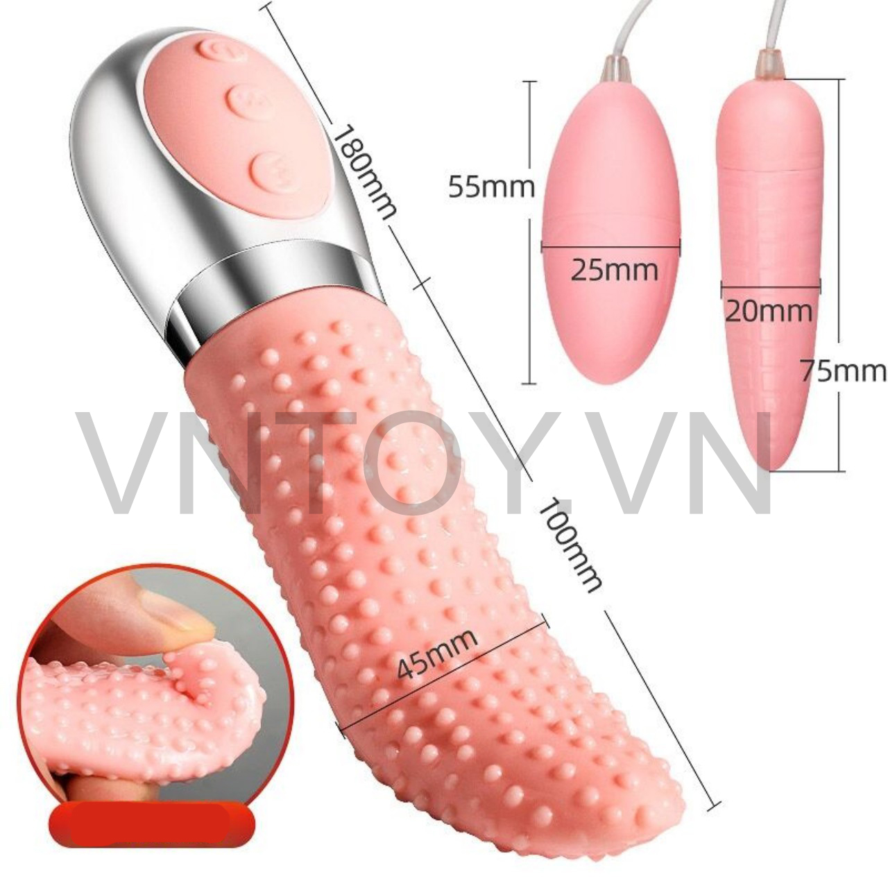 Lưỡi Rung Tình Yêu Có Gai Kèm Trứng Rung 2 Đầu Sạc Pin USB – Đồ Chơi Tình Dục Giá Rẻ Siêu Mạnh, Làm Nàng Sướng Rên Rỉ Không Ngừng