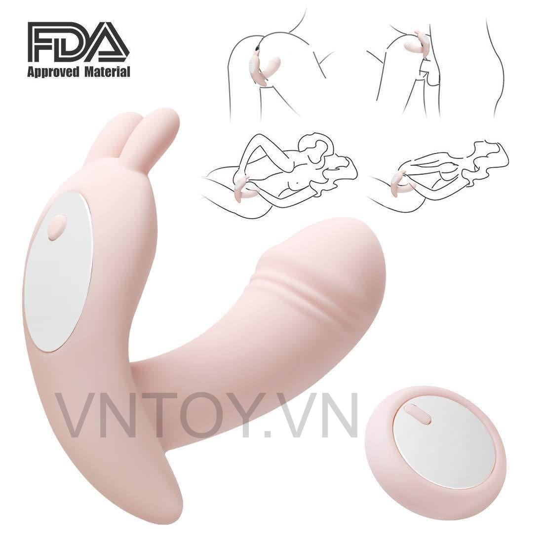 Quần lót rung điều khiển từ xa tai thỏ hình dương vật