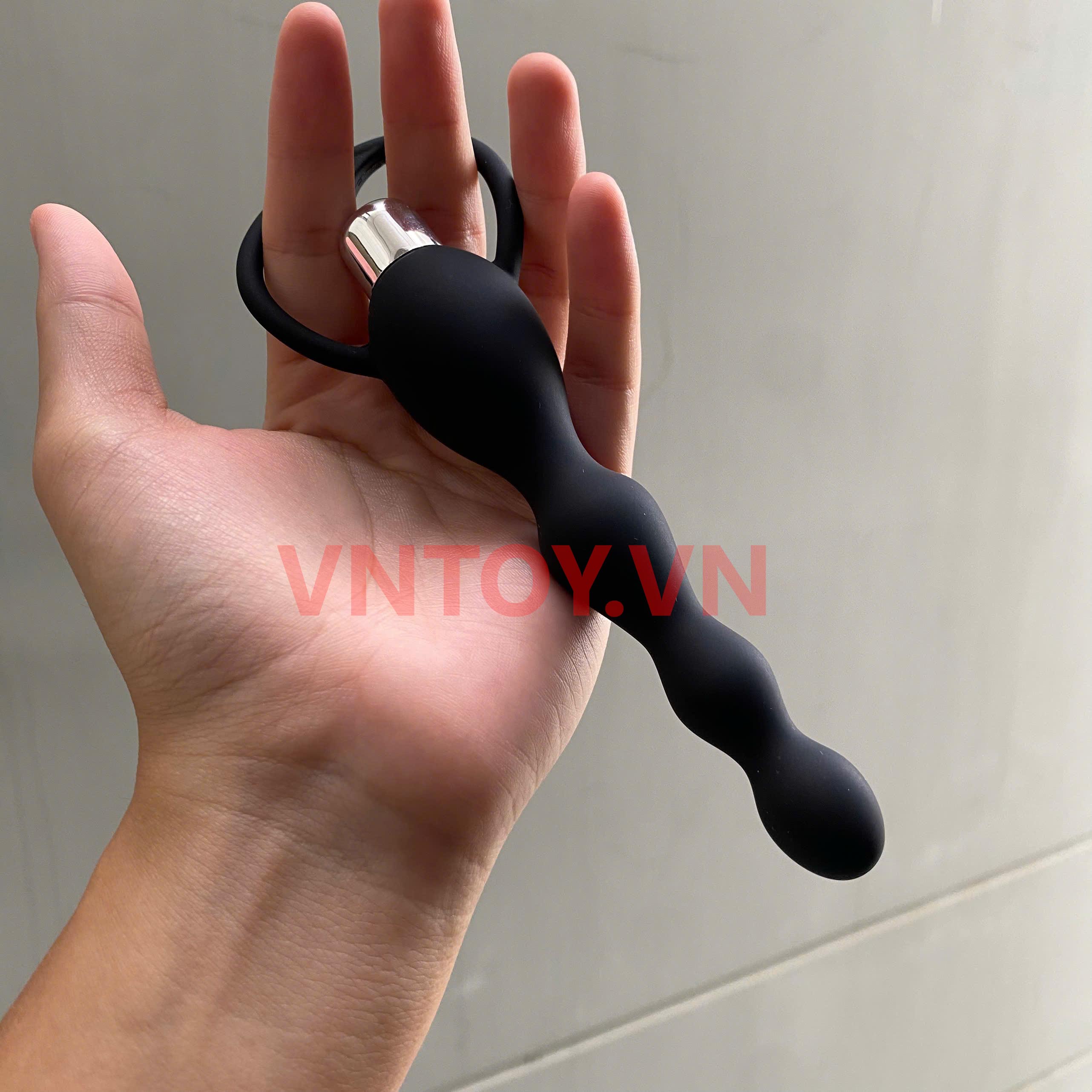 Chuỗi hạt silicon rung hậu môn có tay cầm trái tim