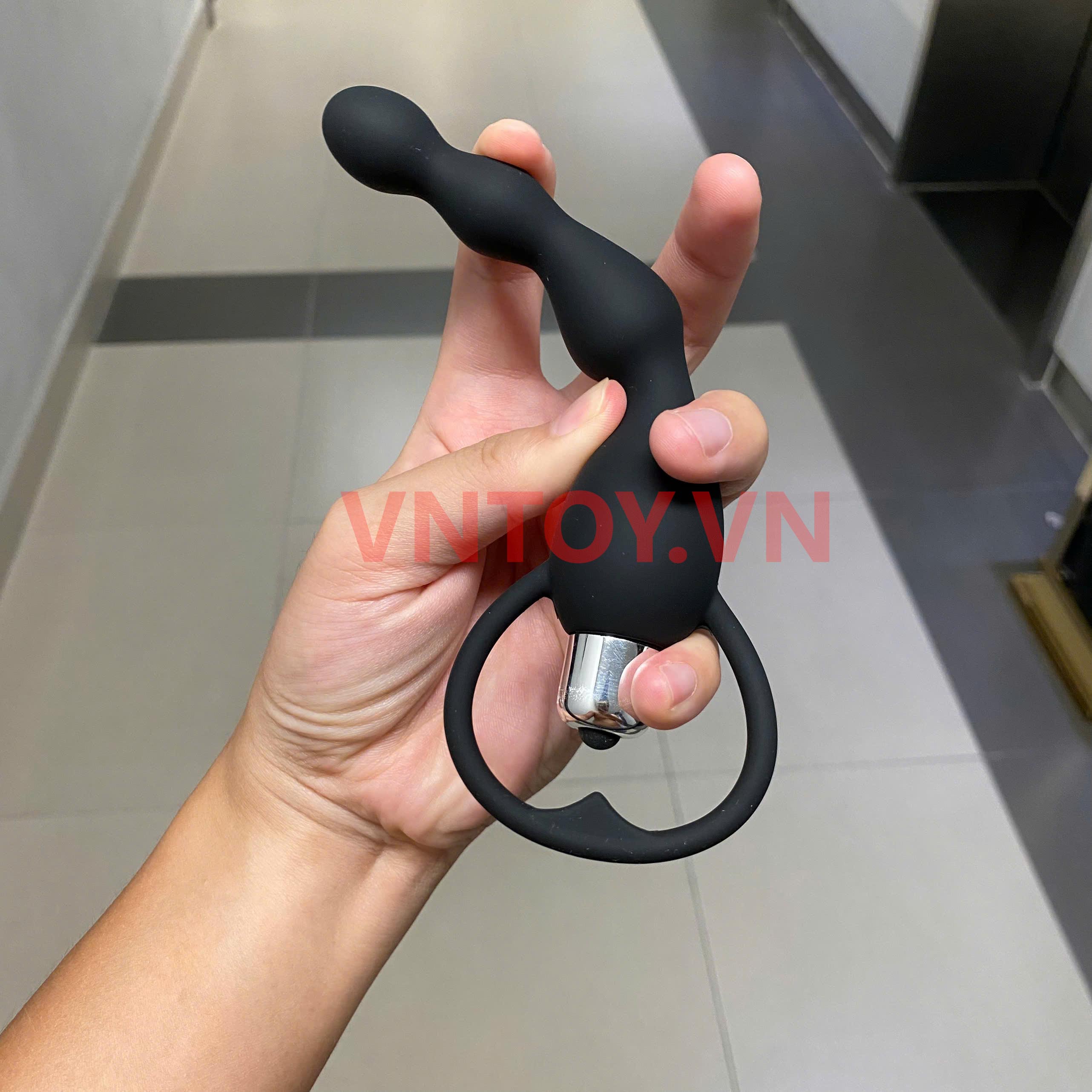 Chuỗi hạt silicon rung hậu môn có tay cầm trái tim