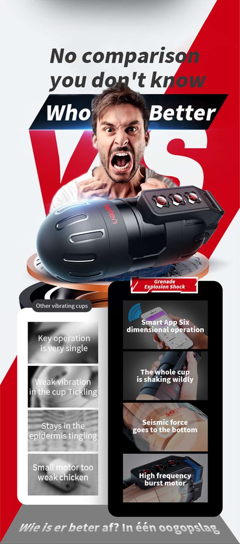 Cốc thủ dâm Leten Thunderstorm Grenade App Rung Đa Tần Hồng Khít