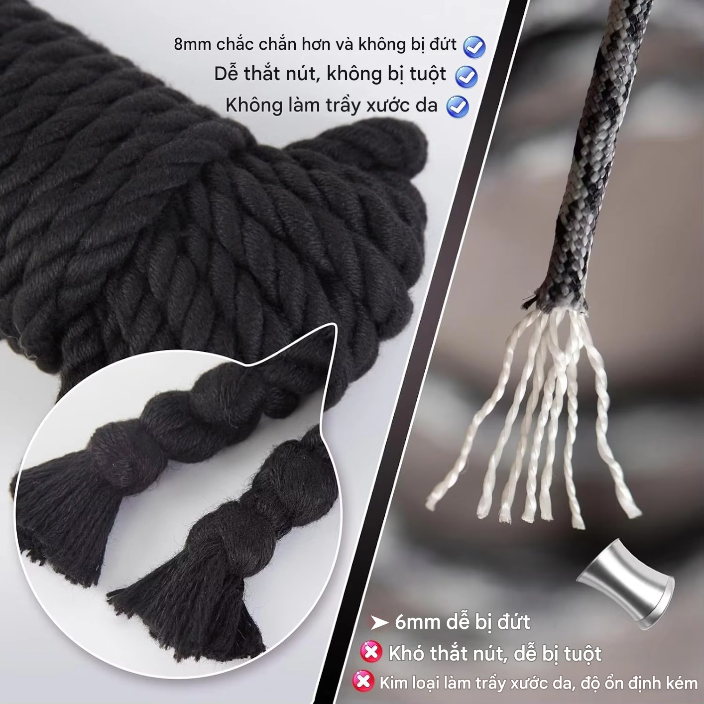 Dây trói BDSM 10m bằng cotton mềm - Dây trói Bondage Shibari