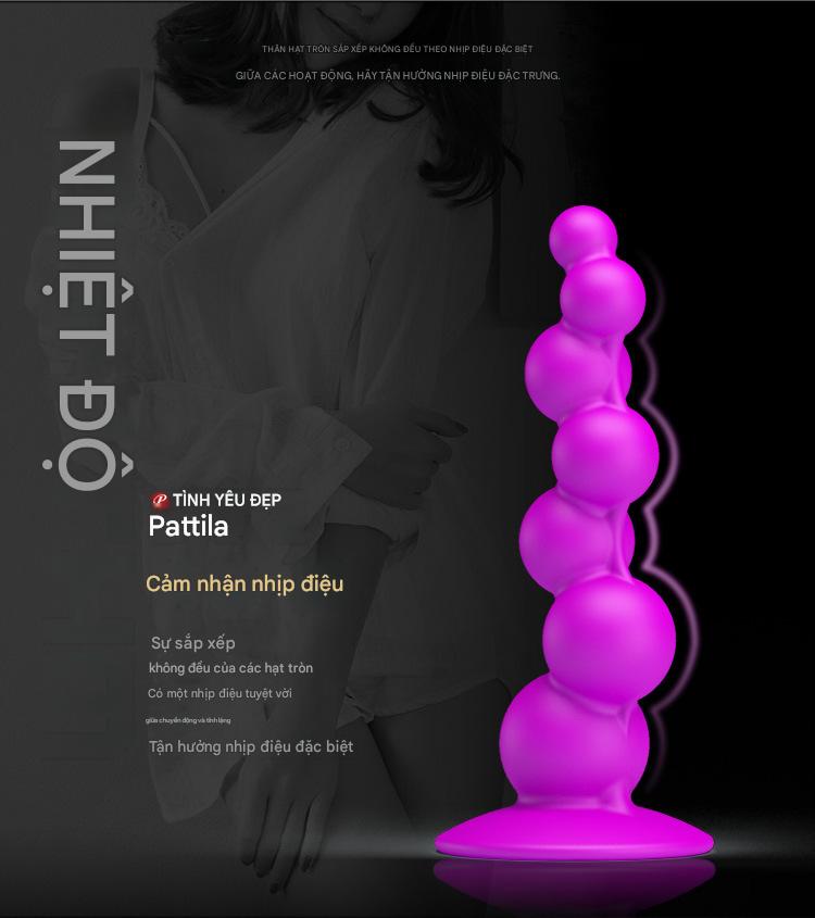 Dildo Hậu Môn Silicon Pretty Love Tím Hút Chân Không Chuỗi Hạt Anal Beads Cao Cấp