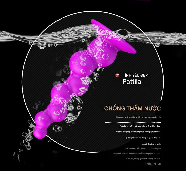 Dildo Hậu Môn Silicon Pretty Love Tím Hút Chân Không Chuỗi Hạt Anal Beads Cao Cấp