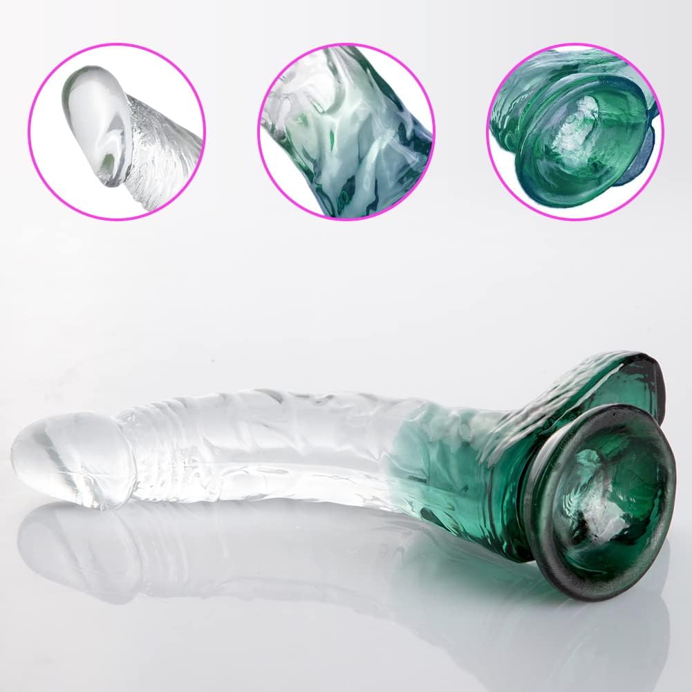 Dildo Jelly Silicon Trong Suốt Đa Màu Kèm Đế Hút Chân Không
