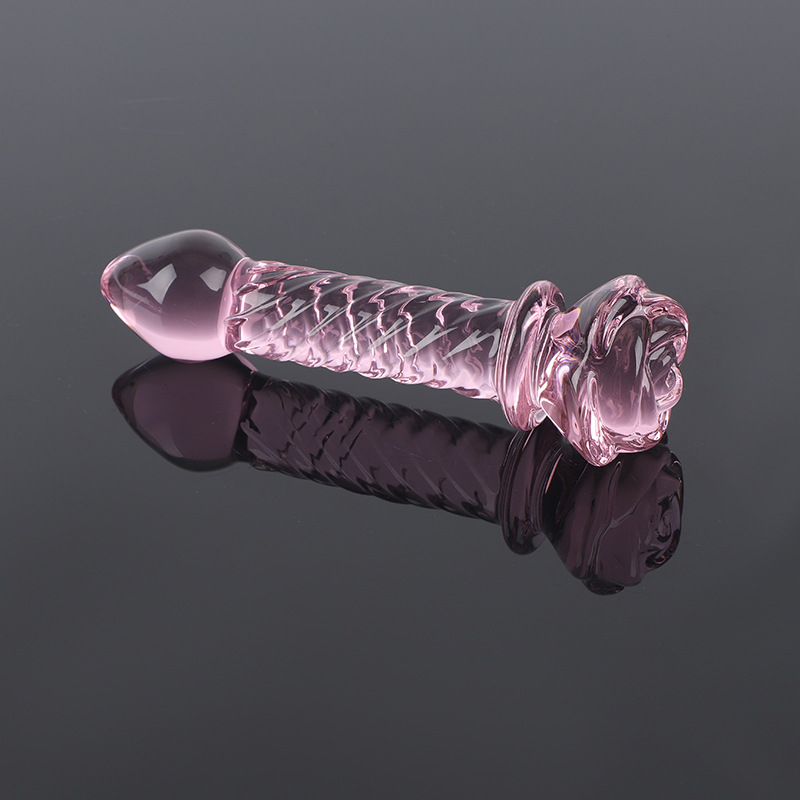 Dildo Thủy Tinh Hoa Hồng Trong Suốt Xoắn Nghệ Thuật Cao Cấp