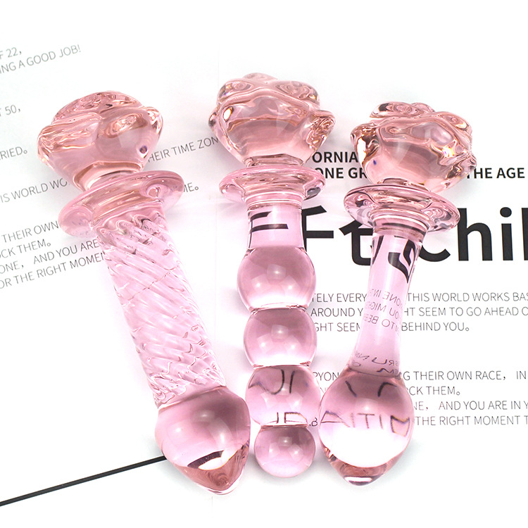 Dildo Thủy Tinh Hoa Hồng Trong Suốt Xoắn Nghệ Thuật Cao Cấp