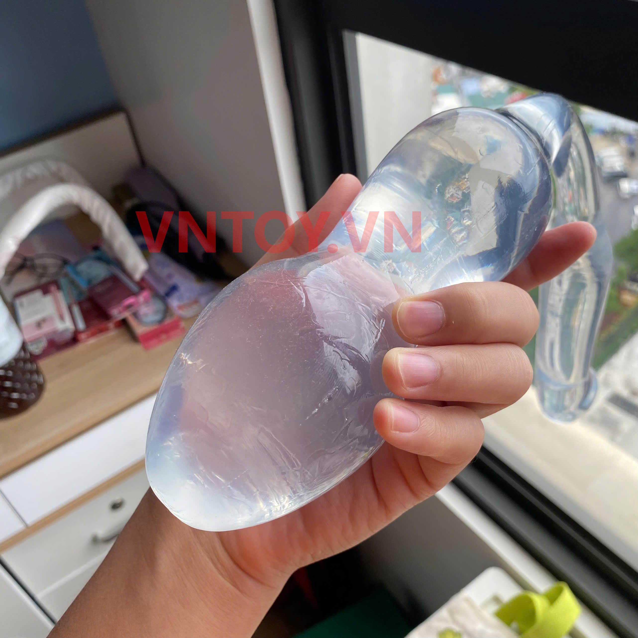Dildo trong suốt hai đầu size lớn kích thích kép sang trọng