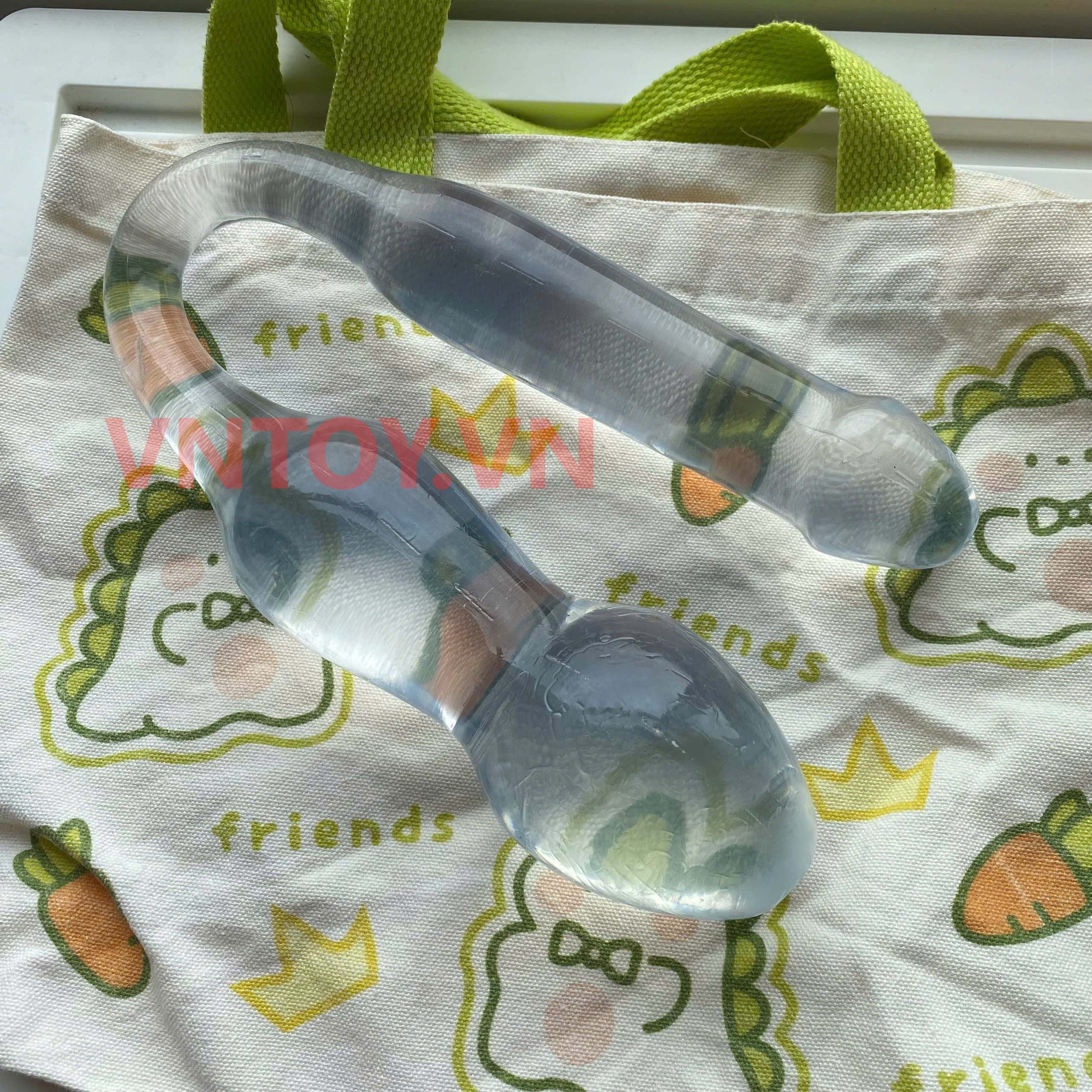 Dildo trong suốt hai đầu size lớn kích thích kép sang trọng