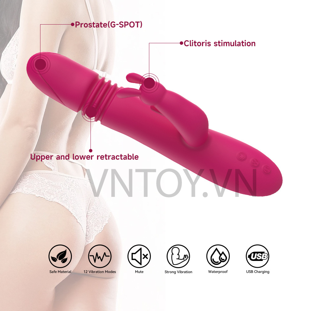 Dương vật giả cầm tay Rabbit rung thụt sưởi ấm