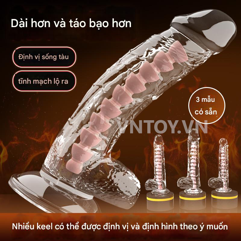 Dương vật giả dẻo trong suốt có lõi xương sống định hình