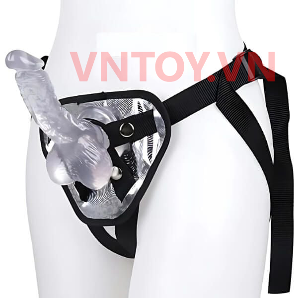 Dương vật giả silicon trong suốt có dây đeo kim tuyến dễ tháo lắp