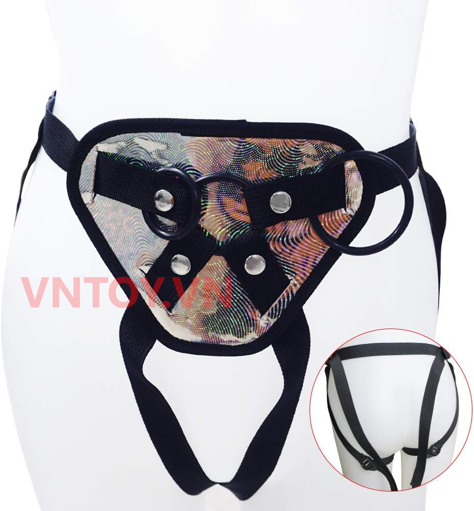 Dương vật giả silicon trong suốt có dây đeo kim tuyến dễ tháo lắp