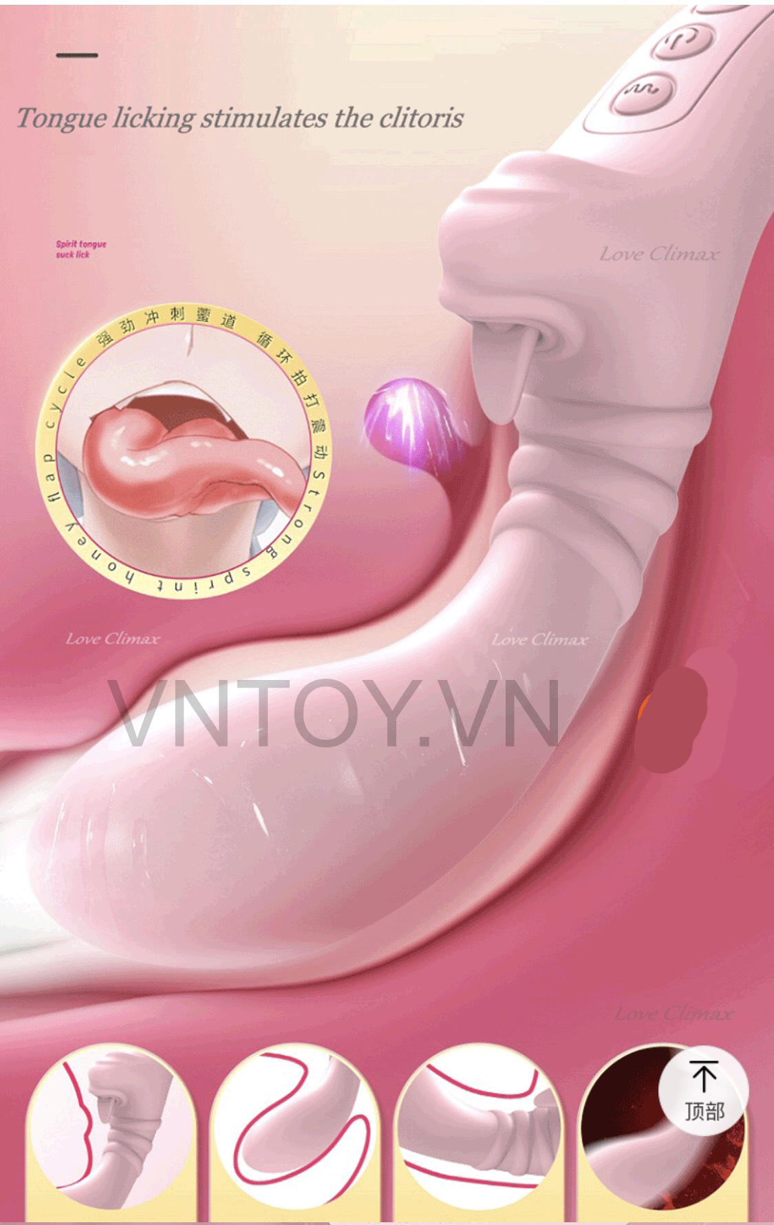 Máy rung tình yêu cong móc âm vật kèm lưỡi liếm điểm G