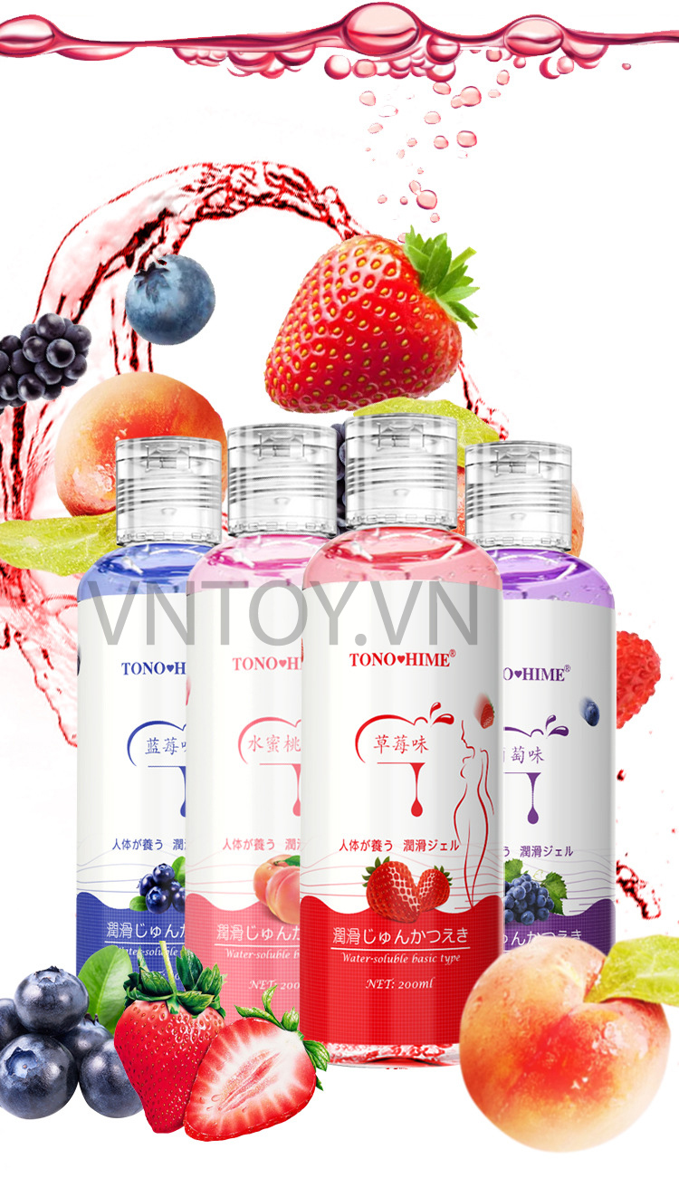 Gel bôi trơn Tono Hime hương trái cây Đào Dâu Nho Việt Quất