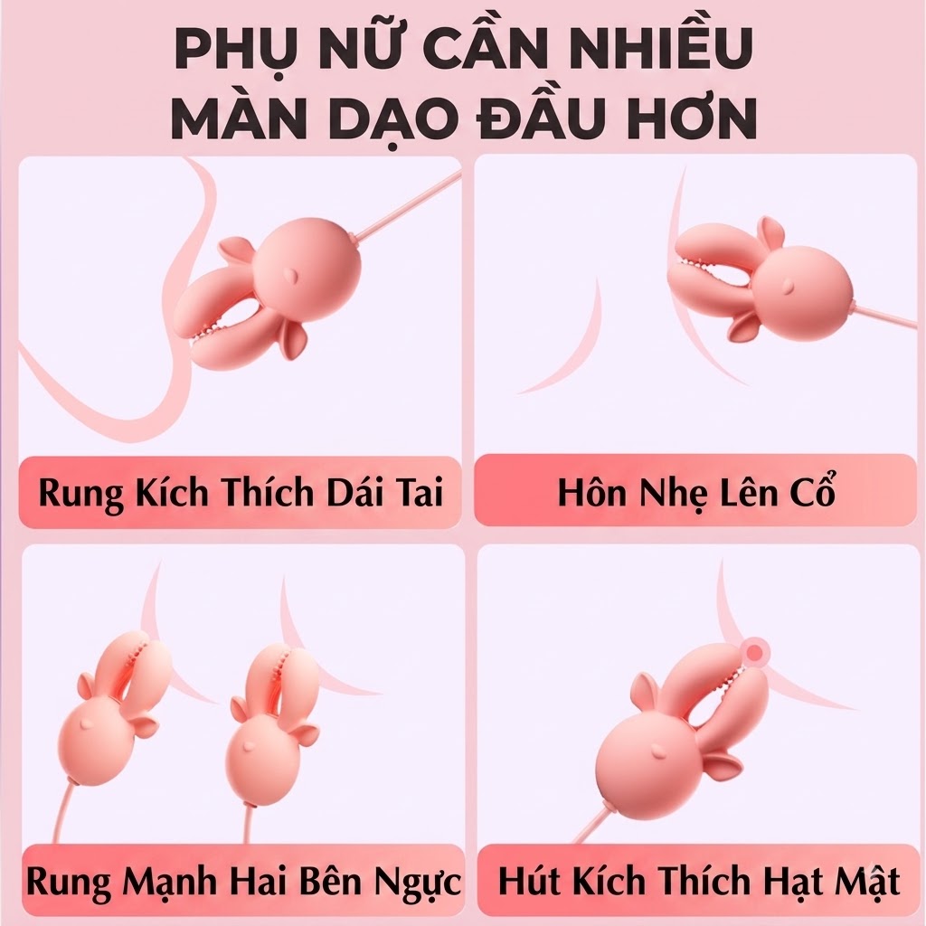 Kẹp Vú Silicon 3 Đầu Rung Hút Đa Chức Năng