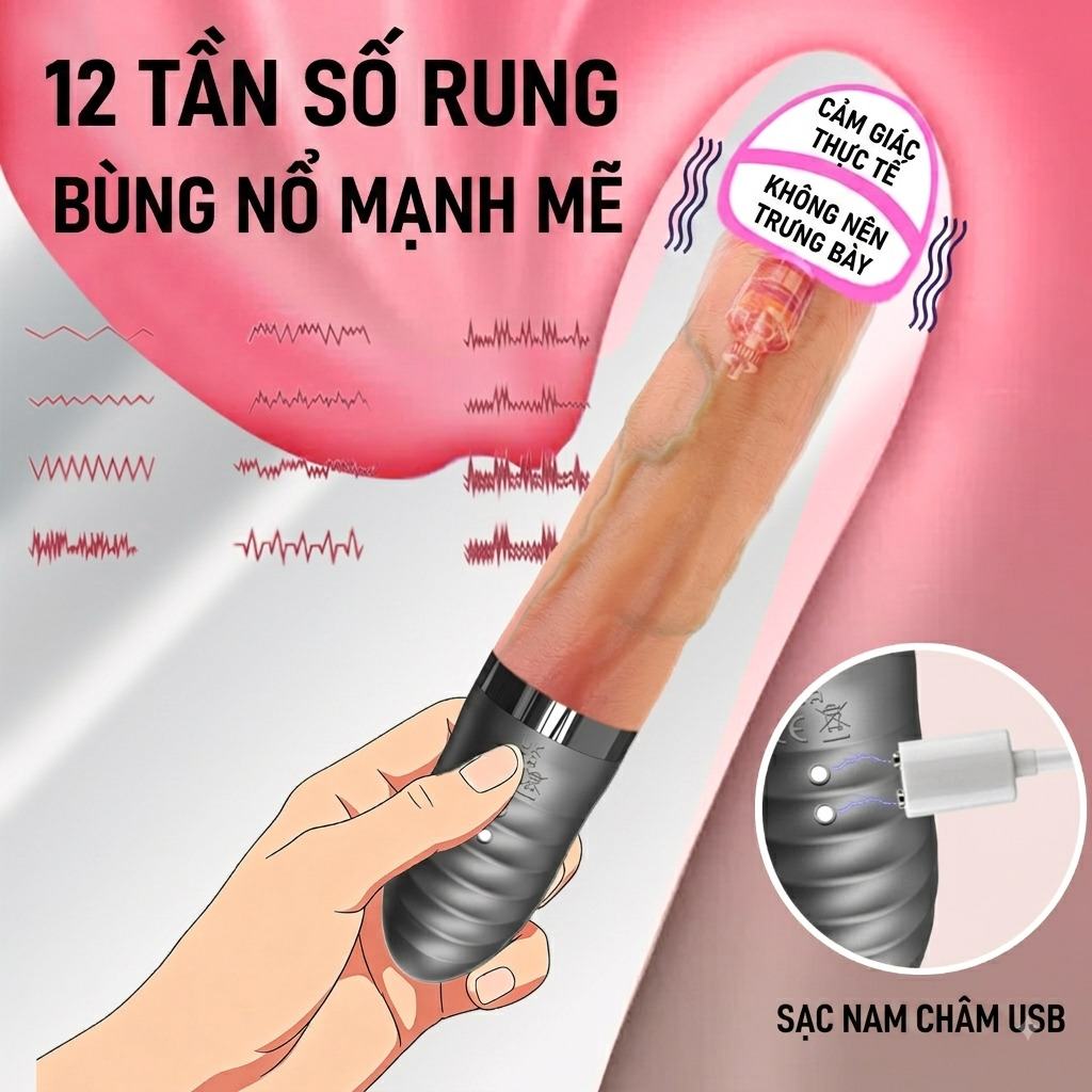 Máy Massage Cầm Tay 12 Chế Độ Rung Thụt Có Sưởi Ấm
