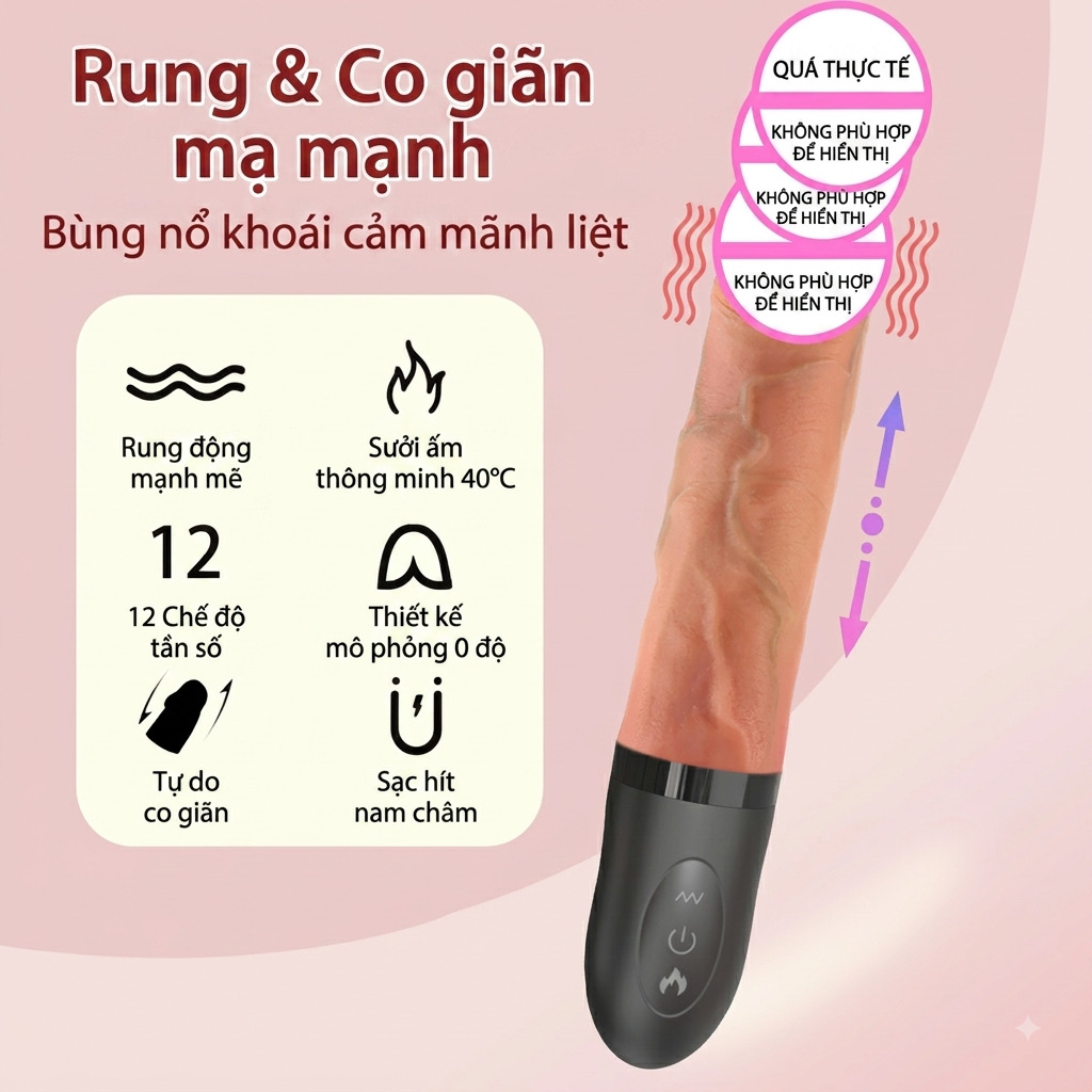 Máy Massage Cầm Tay 12 Chế Độ Rung Thụt Có Sưởi Ấm