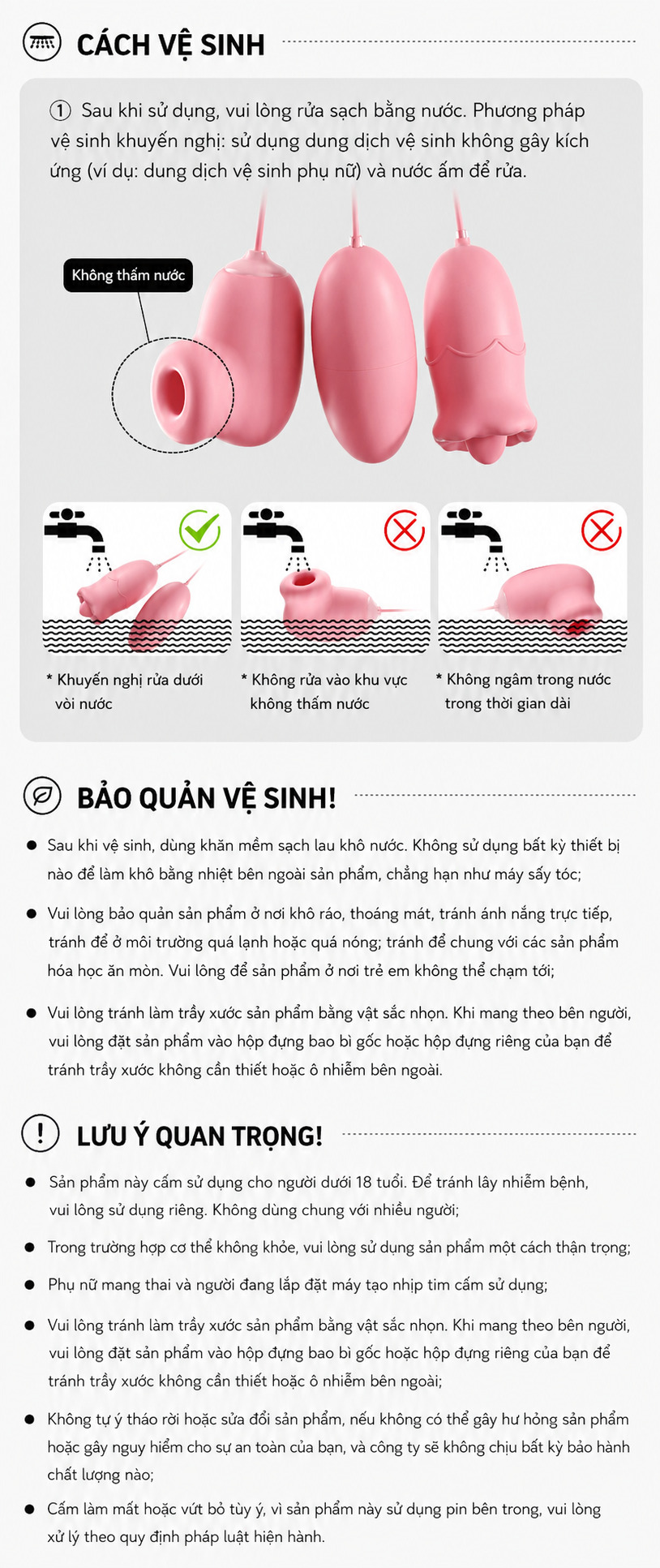 Máy Rung 3 Đầu Hút Liếm Không Dây Sạc Pin Cao Cấp