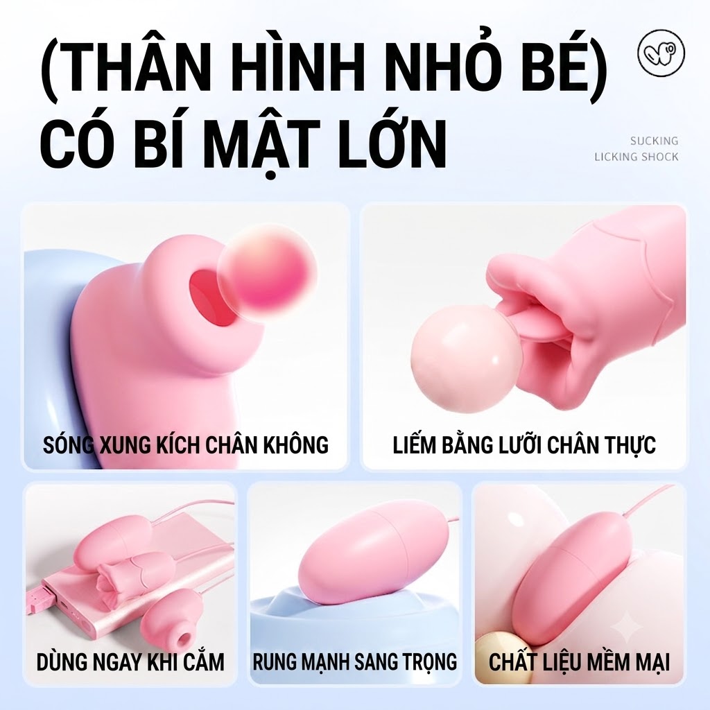 Máy Rung 3 Đầu Hút Liếm Không Dây Sạc Pin Cao Cấp