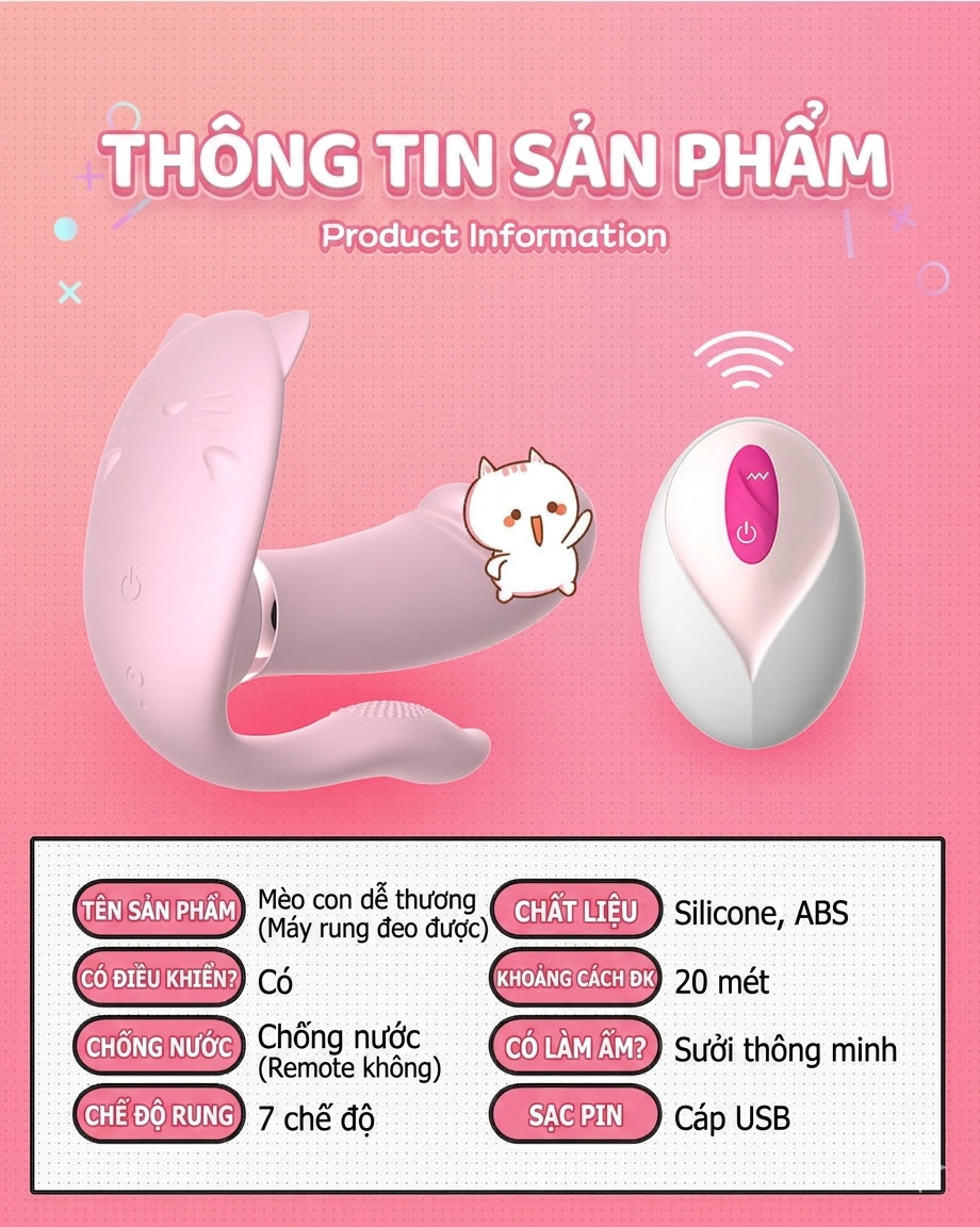 Máy Rung Cute Cat Điểm G & Clitoris 4-in-1 Có Sưởi Ấm