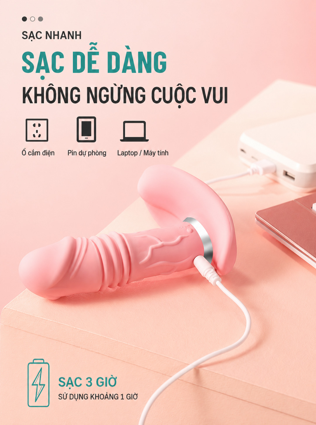 Máy Rung Thụt Điểm G 2-in-1 Sưởi Ấm Điều Khiển Từ Xa