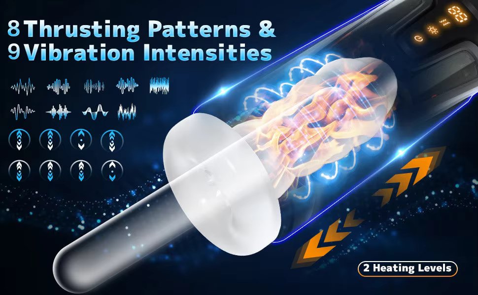 Máy Thủ Dâm JIUUY Đa Năng Rung Rên Thụt Sưởi Ấm Màn Hình LED Cao Cấp