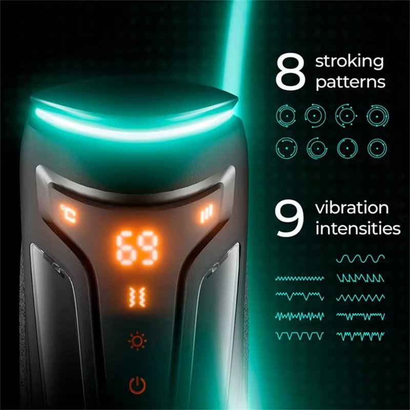 Máy Thủ Dâm JIUUY Đa Năng Rung Rên Thụt Sưởi Ấm Màn Hình LED Cao Cấp