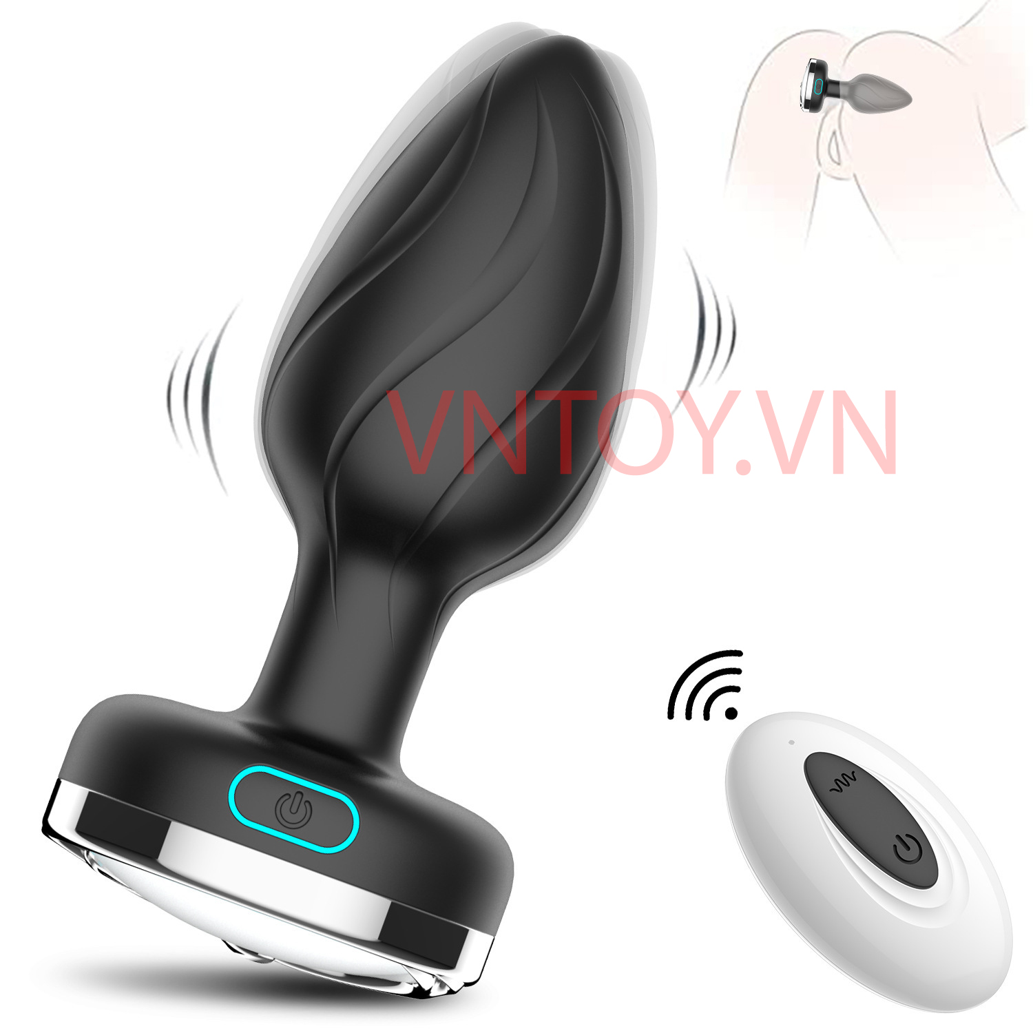 Plug hậu môn đèn LED Silicon điều khiển từ xa