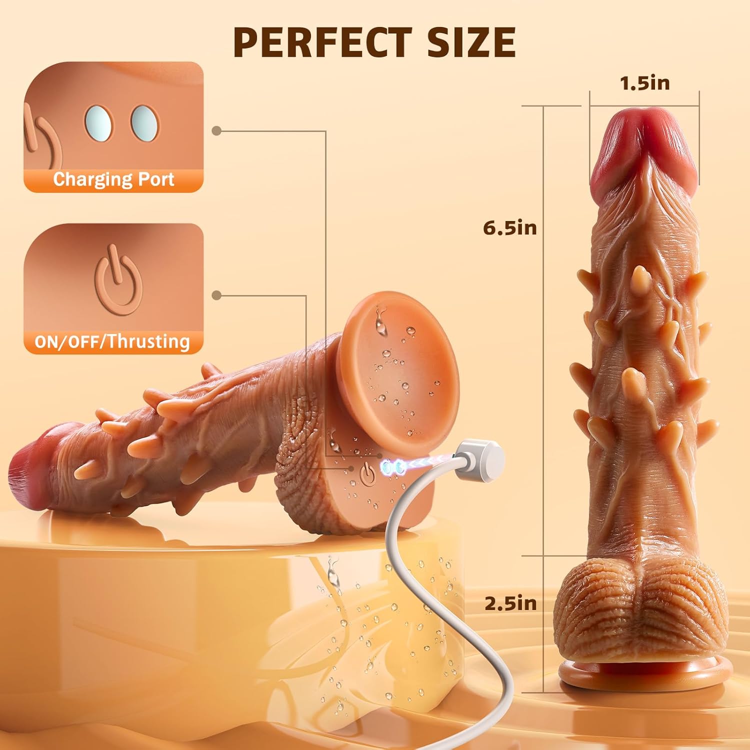 Sextoy Dildo Rung Thụt Silicon Gai Nổi Điều Khiển Không Dây