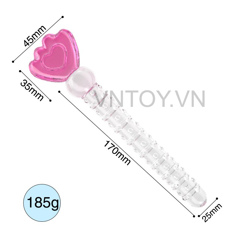 Dụng cụ gắn hậu môn trong suốt chất liệu thủy tinh