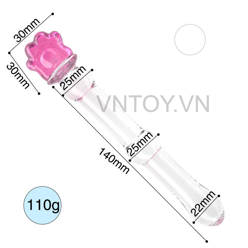 Dụng cụ gắn hậu môn trong suốt chất liệu thủy tinh
