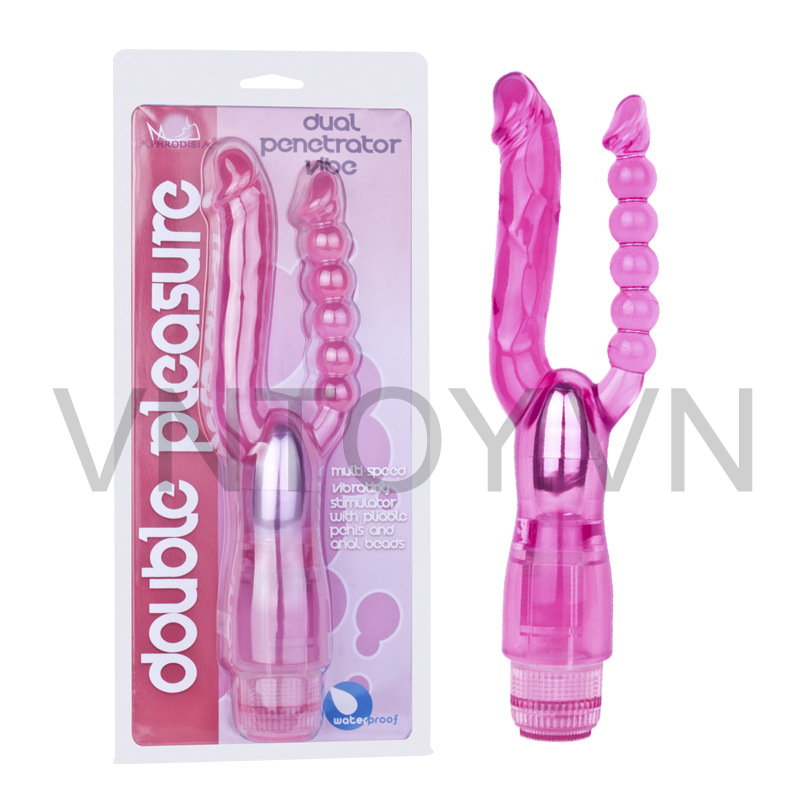 Máy rung kích thích hậu môn hai đầu dương vật và que bi Silicon