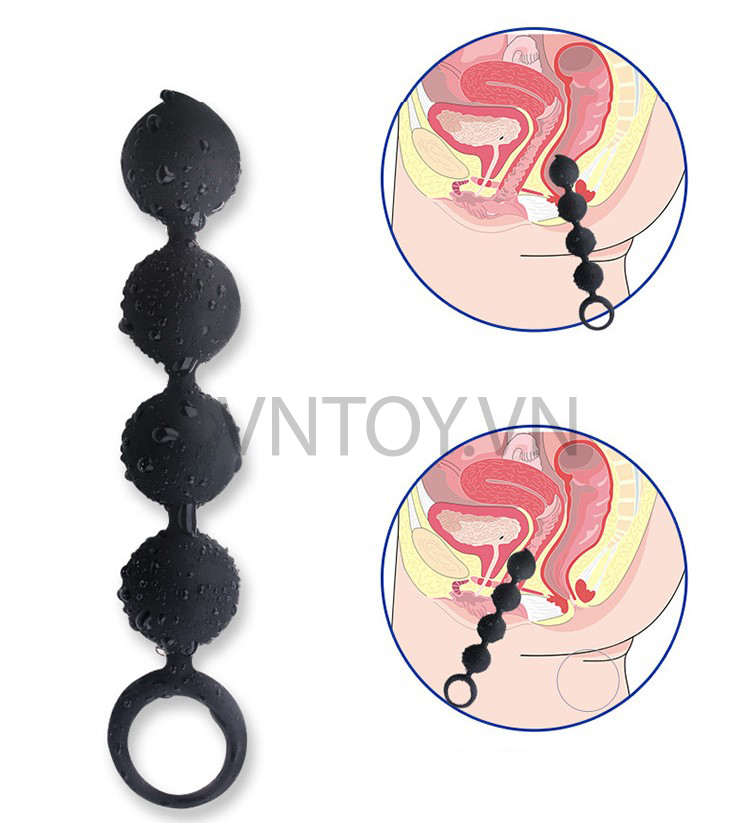 Chuỗi hạt nhét hậu môn 4 viên bi Silicon tròn đặc