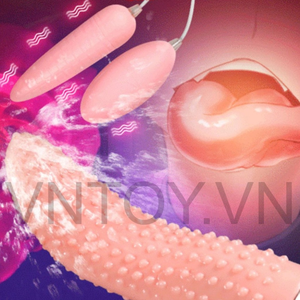 Lưỡi liếm gai kèm trứng rung 2 đầu Silicon sạc pin