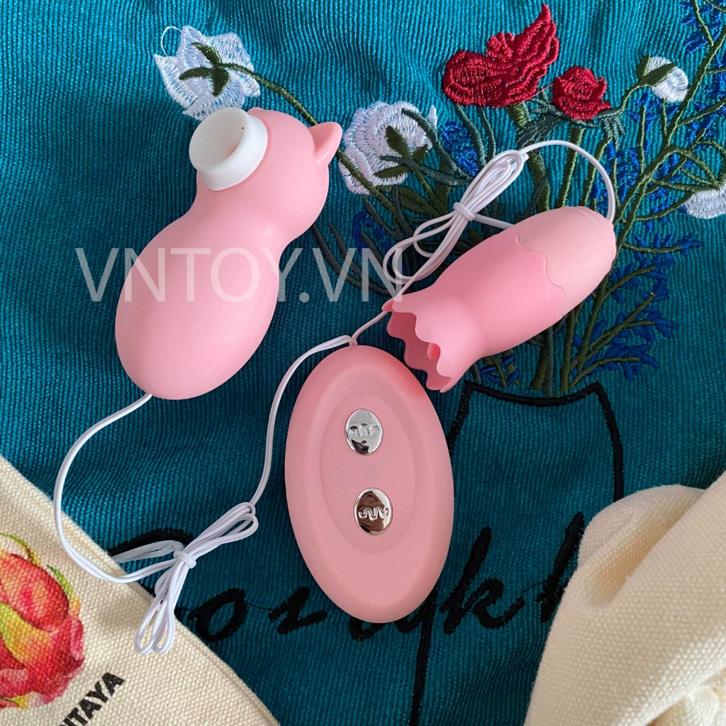 Trứng rung 2 đầu hình con gấu bú liếm hút