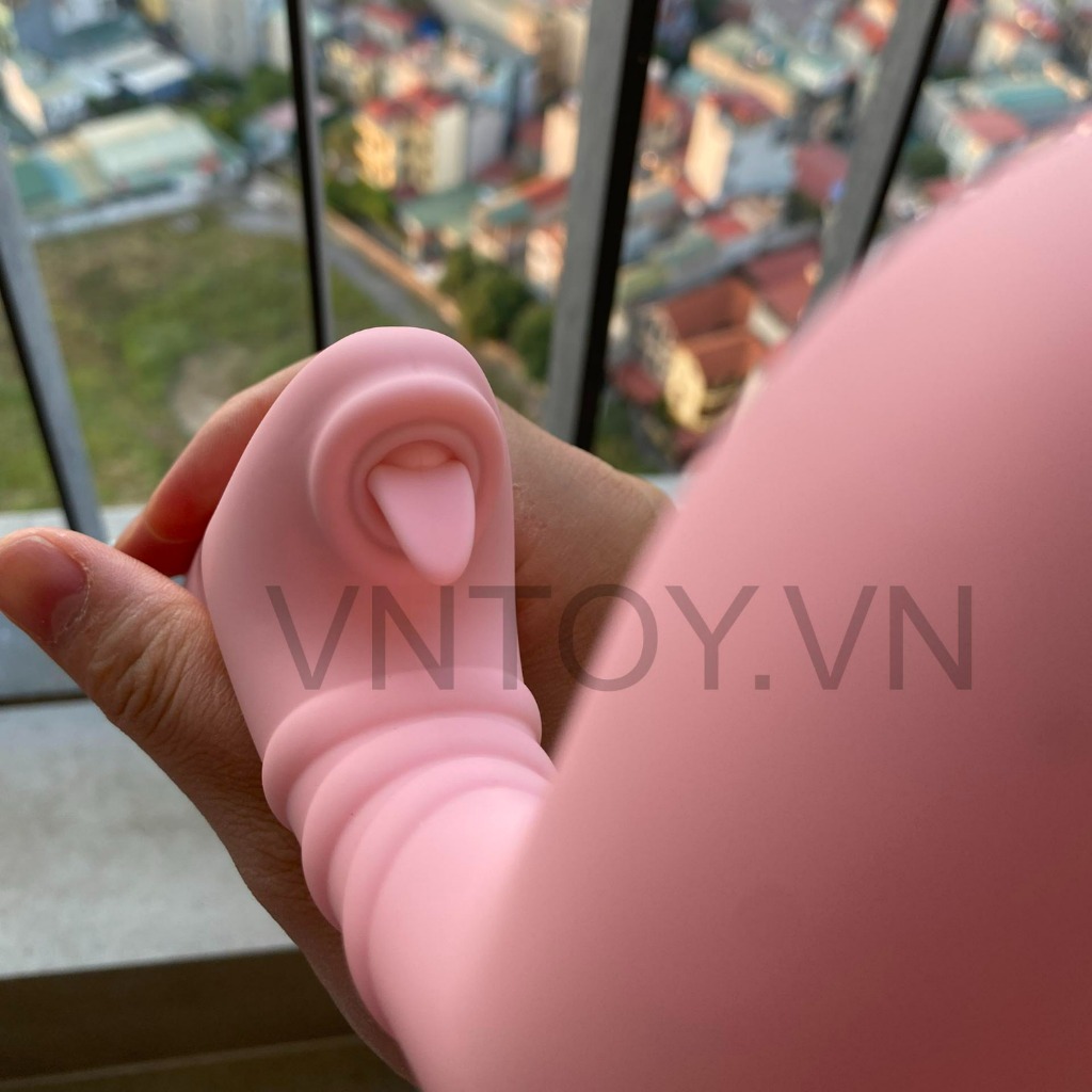 Máy rung tình yêu cong móc âm vật kèm lưỡi liếm điểm G