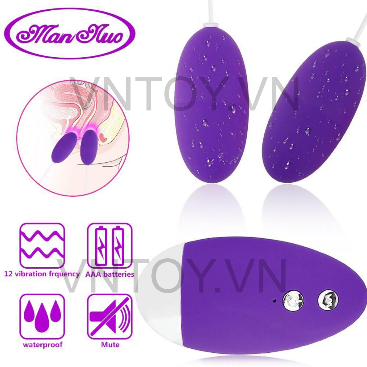 Trứng rung tình yêu 2 đầu Silicon 12 chế độ rung