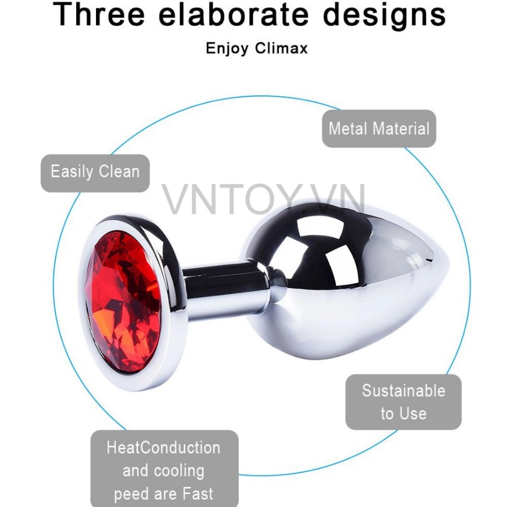 Phích cắm hậu môn Inox đính đá sang chảnh