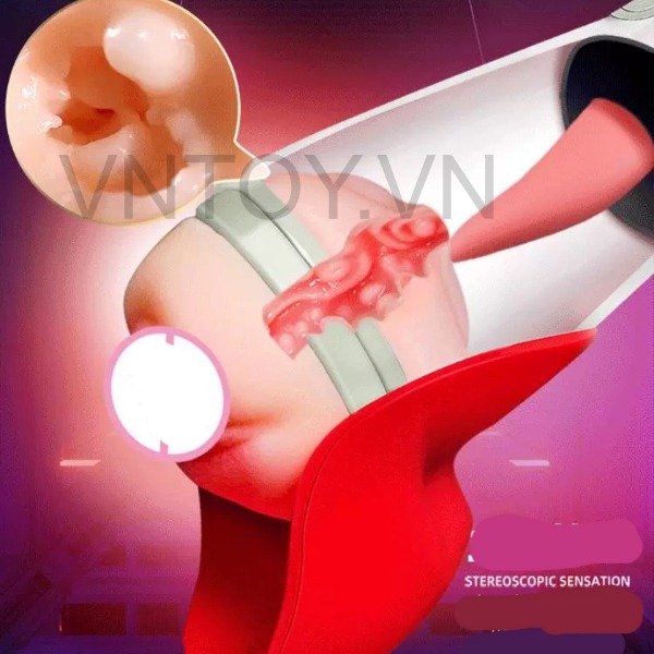 Cốc thủ dâm gắn tường tự động liếm dương vật rên la