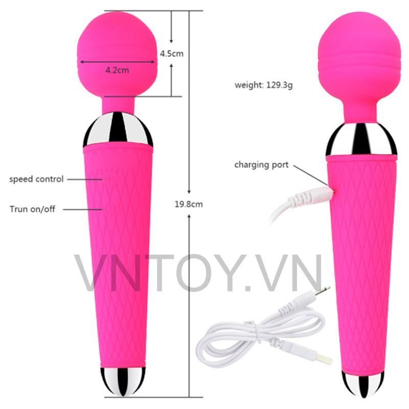 Chày rung không dây Silicon đầu xoay 360 độ sạc pin