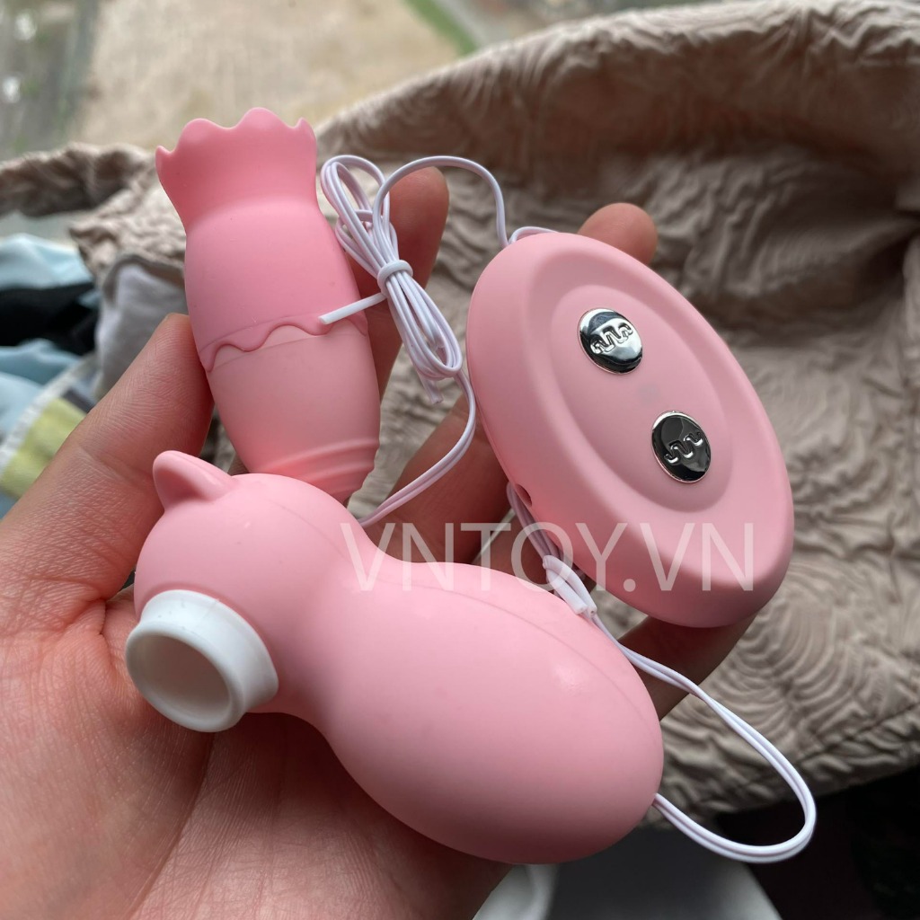 Trứng rung 2 đầu hình con gấu bú liếm hút