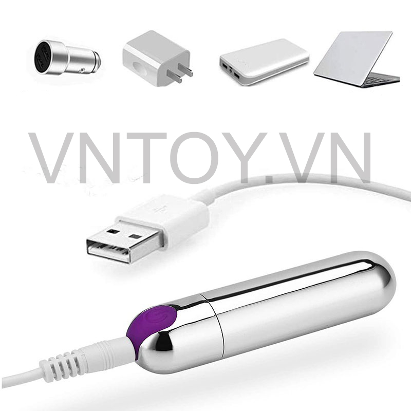 Trứng rung Inox hình viên đạn 10 chế độ sạc pin