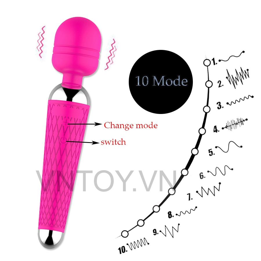 Chày rung không dây Silicon đầu xoay 360 độ sạc pin